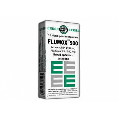 FLUMOX 500 MG ( AMOXICILLIN + FLUCLOXACILLIN ) 16 CAPSULES